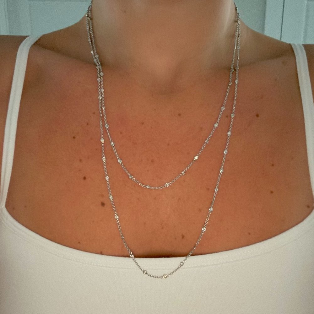 Sterling Silver Diamonds by the Yard Multi Wear Wrap Necklace